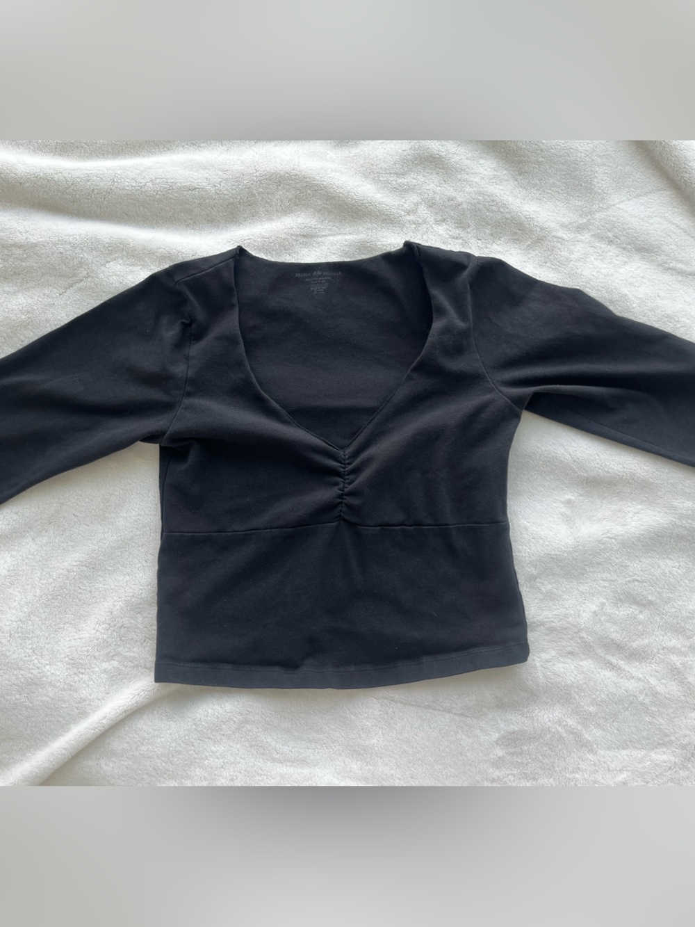 Brandy Melville Black V-Neck Long Sleeve Top